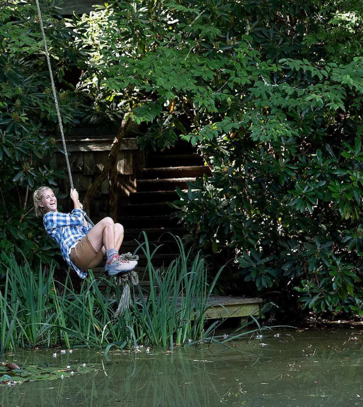 The Swag resort in Asheville pond swing
